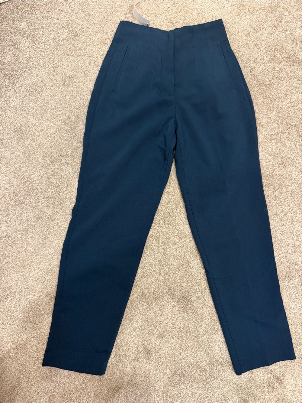 Zara dark blue High-Waist Tailored Trousers